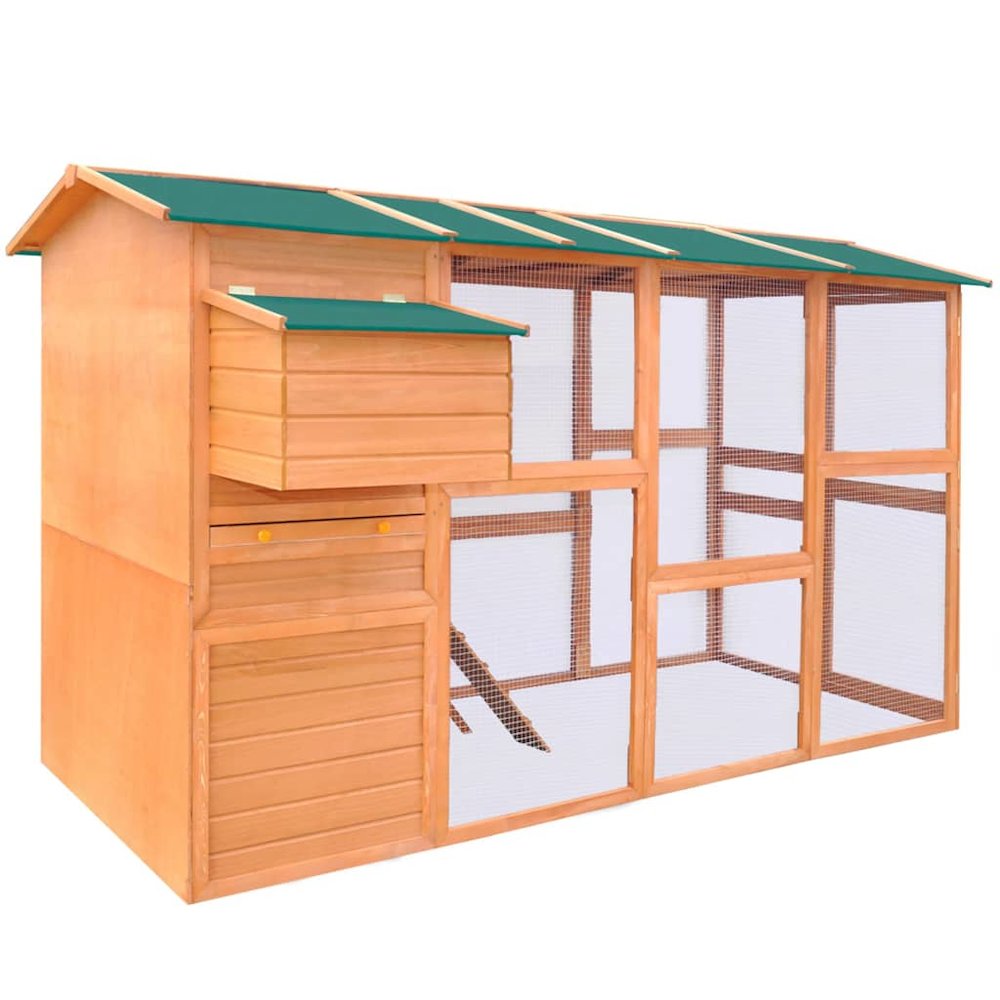 Chicken Coop Brown with green roof. Picture 1