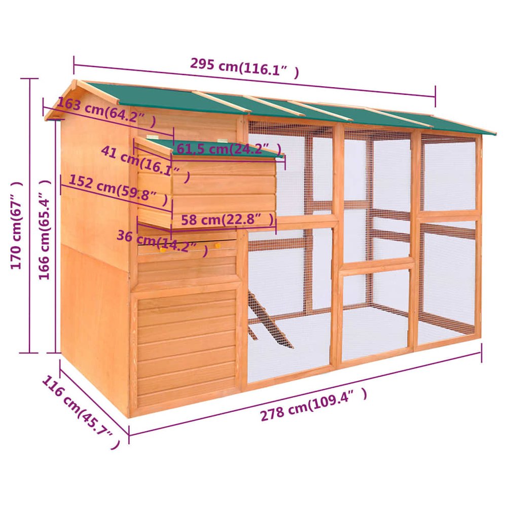 Chicken Coop Brown with green roof. Picture 9