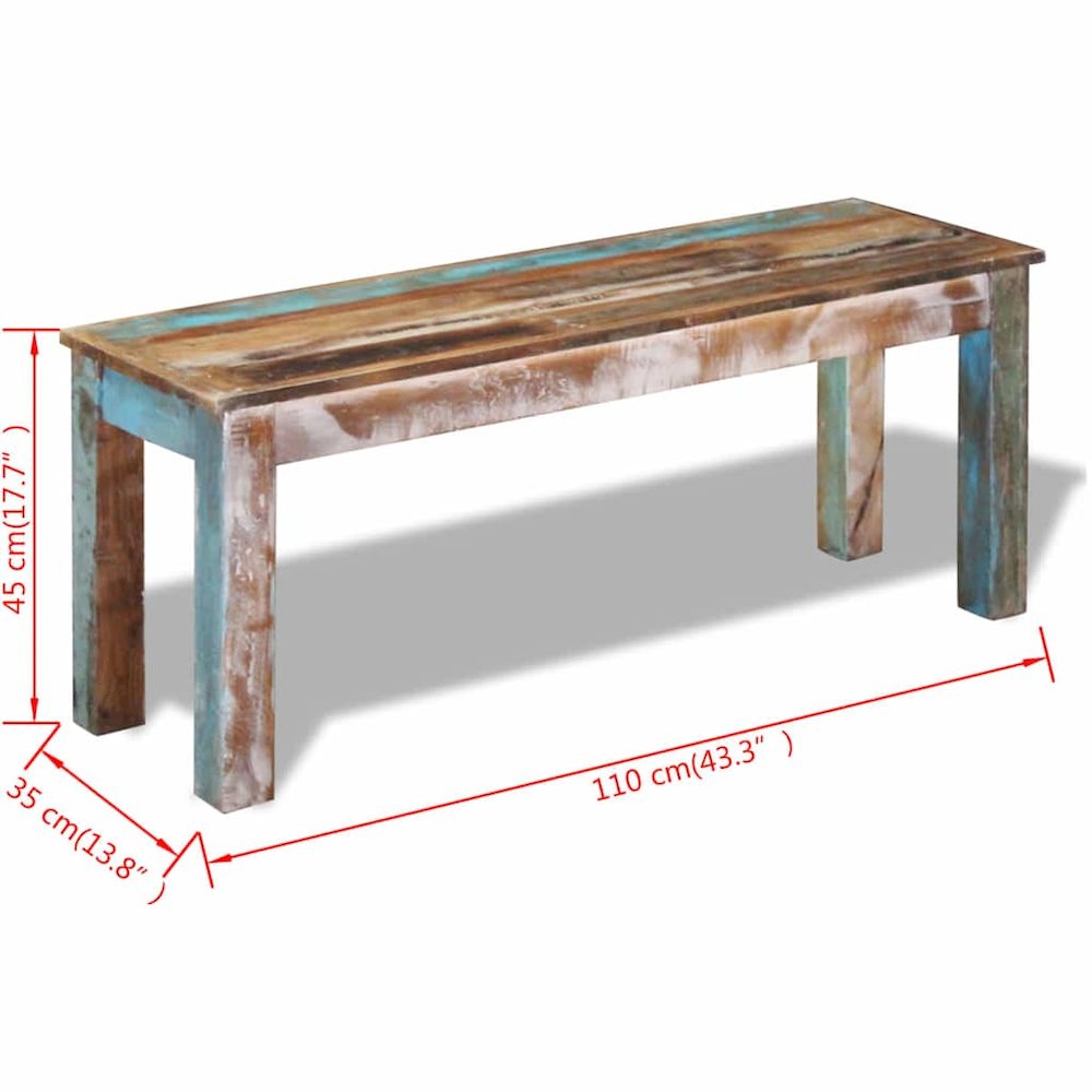 Bench Multicolour Solid reclaimed wood Medium Durable. Picture 11