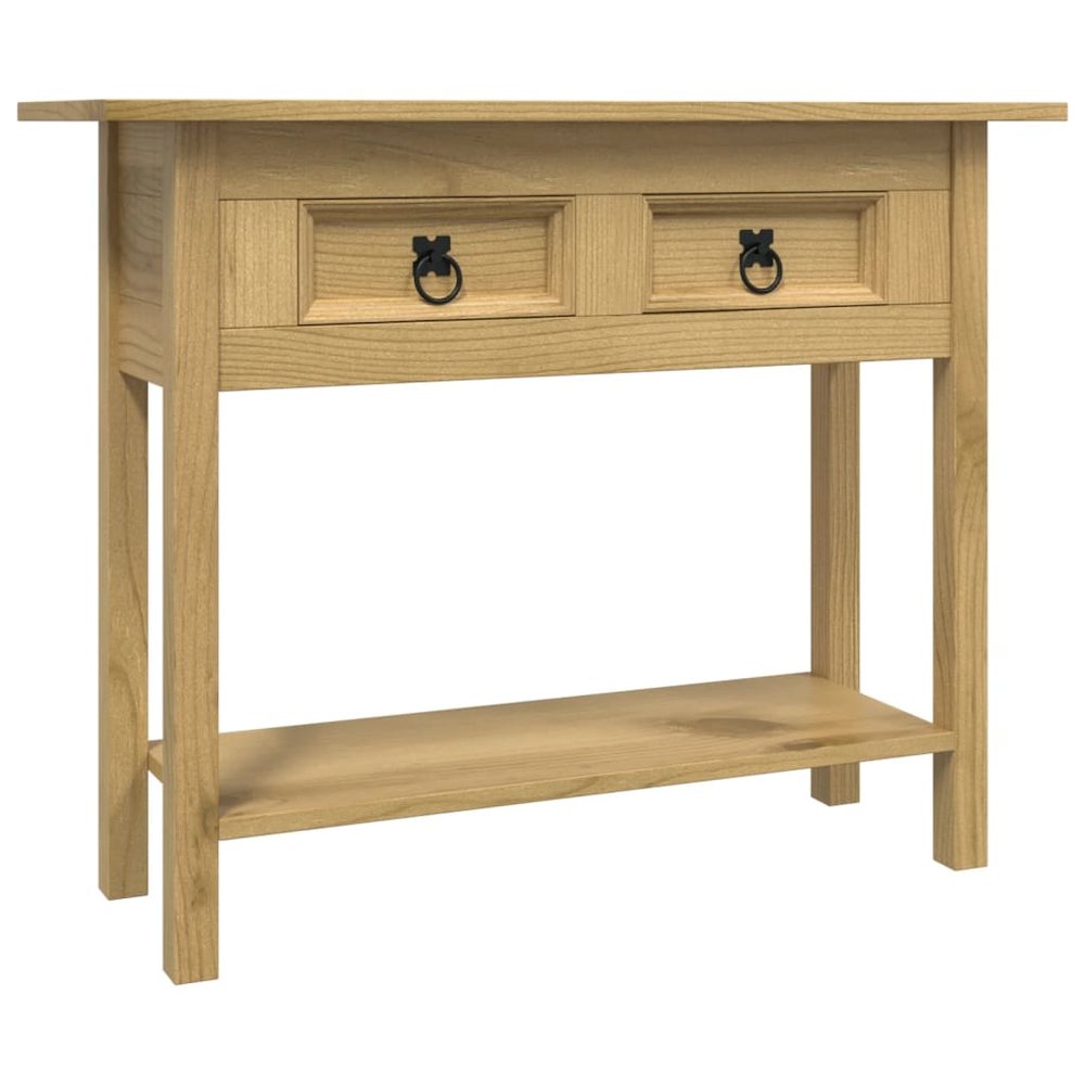 Console Table Brown Solid waxed pinewood 36.6 x 13.6 x 28.7 in. Picture 1