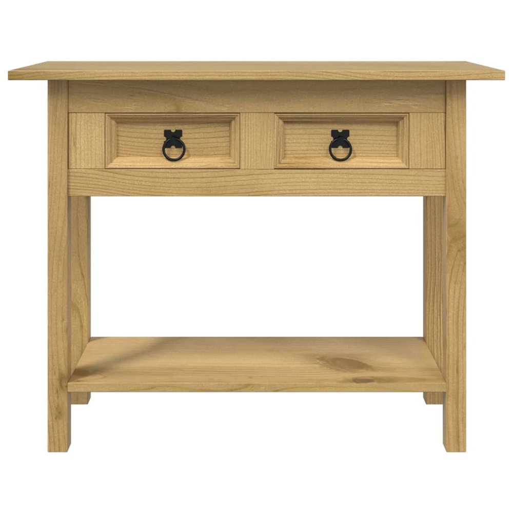 Console Table Brown Solid waxed pinewood 36.6 x 13.6 x 28.7 in. Picture 2