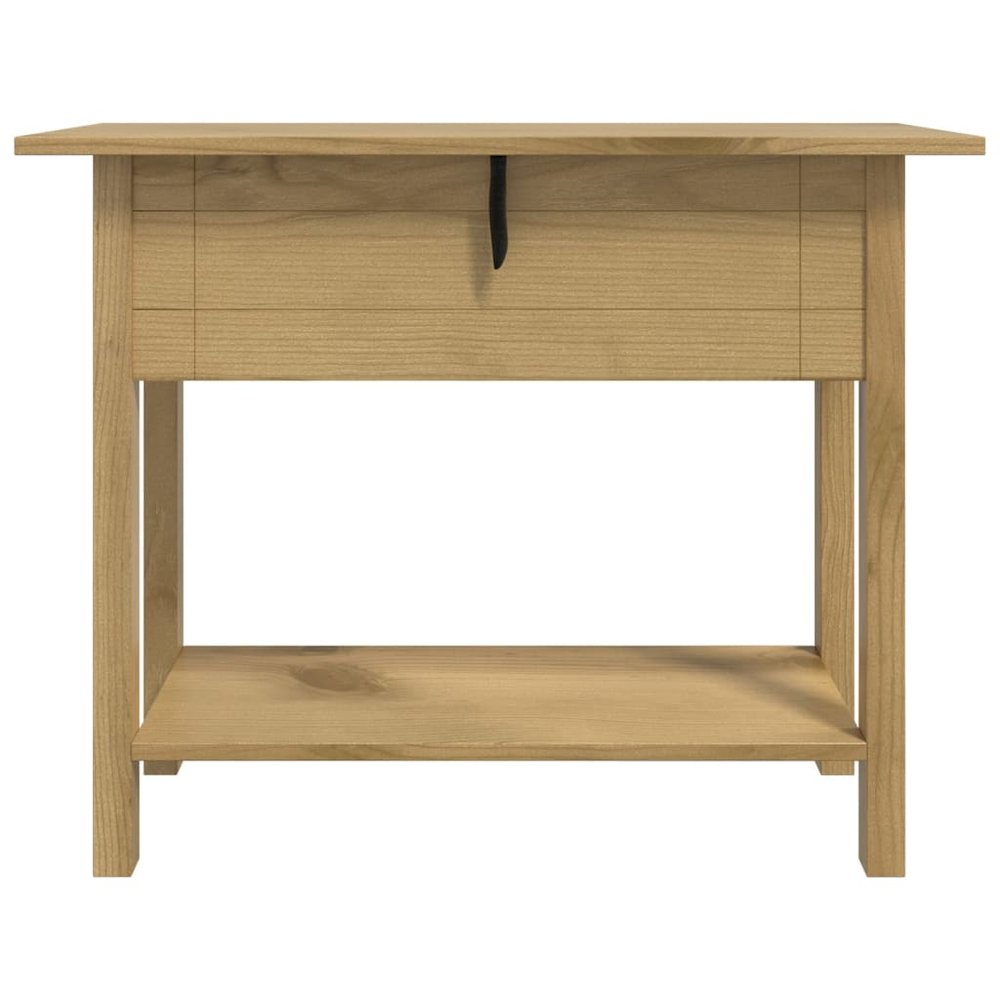 Console Table Brown Solid waxed pinewood 36.6 x 13.6 x 28.7 in. Picture 5
