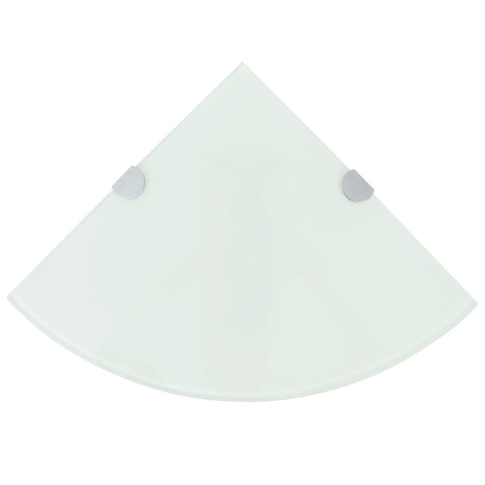 Corner Shelf White Tempered Glass 9.8 in x 9.8 in Wall Mounting. Picture 1