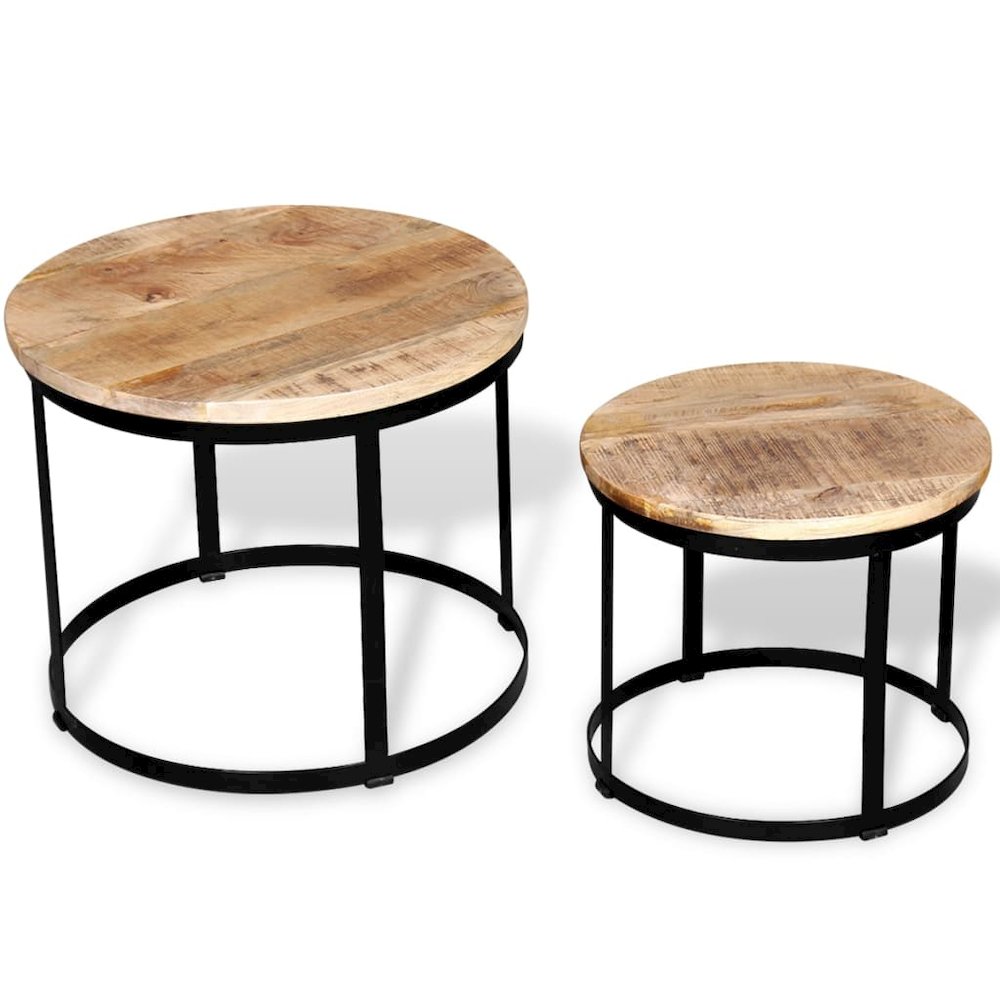 Coffee Table Brown and black Solid rough mango wood and iron. Picture 2