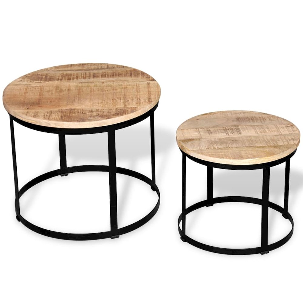 Coffee Table Brown and black Solid rough mango wood and iron. Picture 3