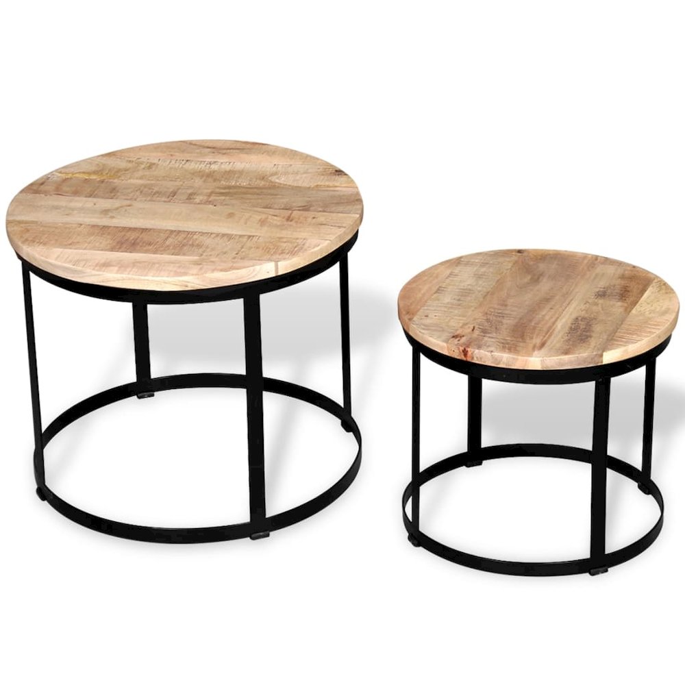 Coffee Table Brown and black Solid rough mango wood and iron. Picture 4