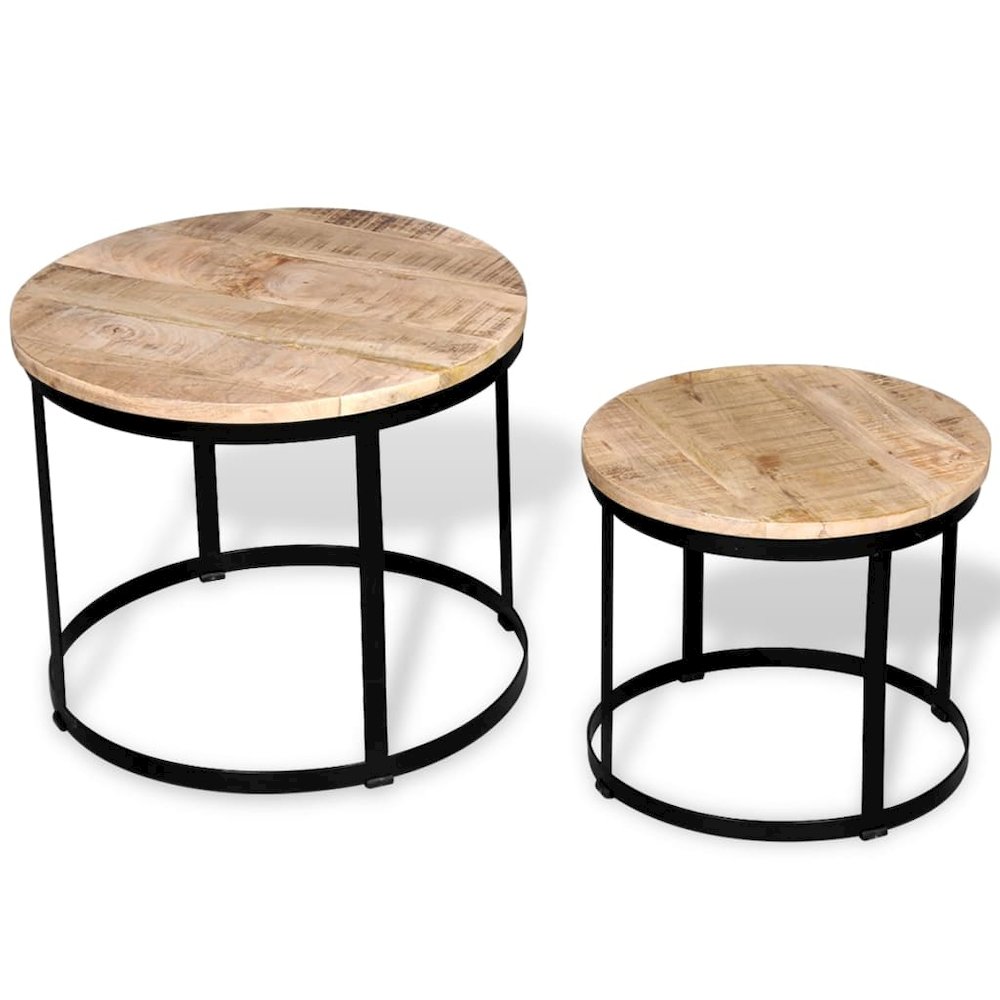 Coffee Table Brown and black Solid rough mango wood and iron. Picture 5