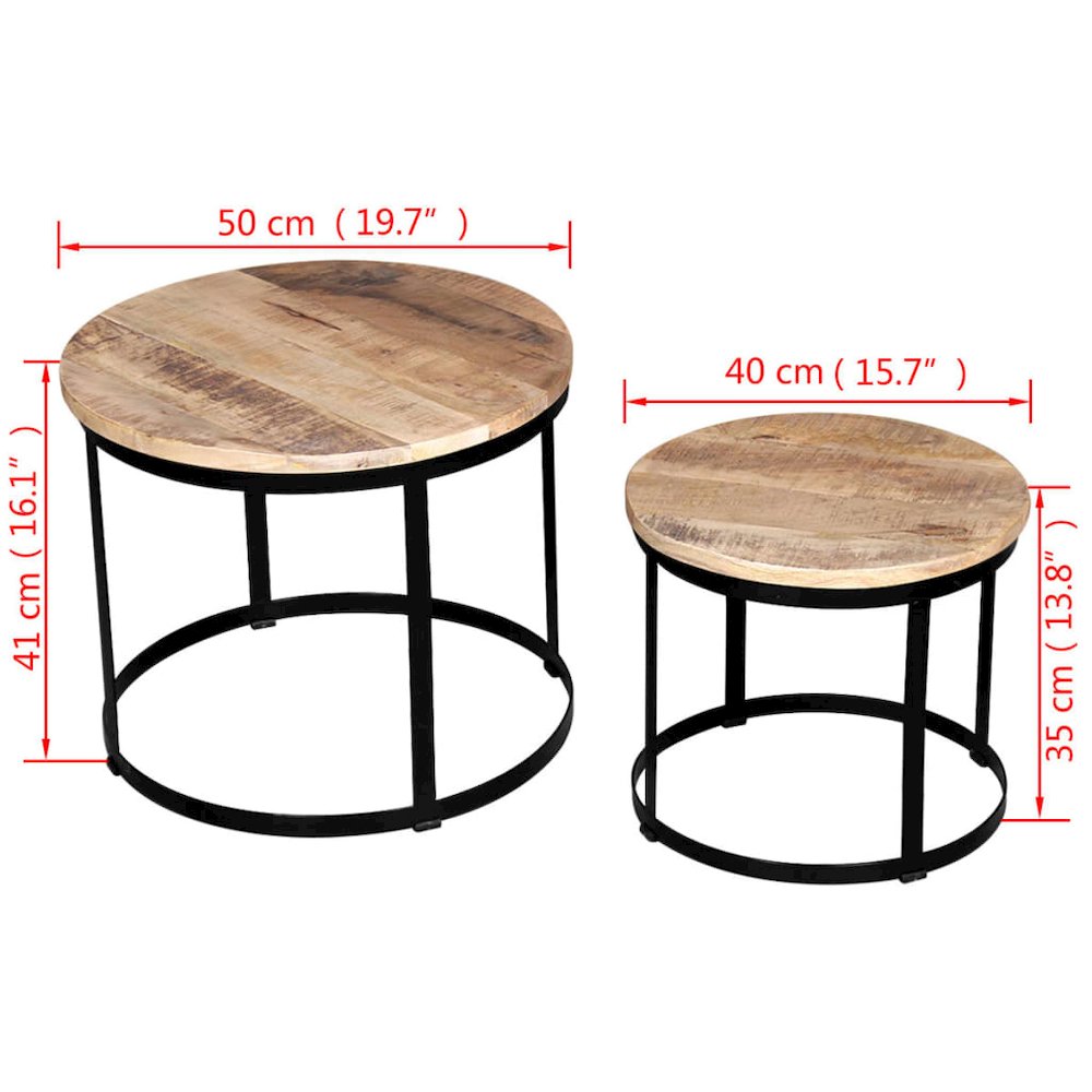 Coffee Table Brown and black Solid rough mango wood and iron. Picture 7