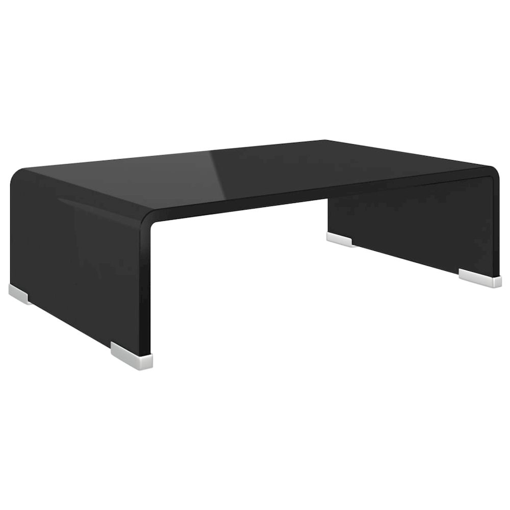 TV Stand Black Tempered glass, plastic Medium Sleek TV Stand. Picture 2