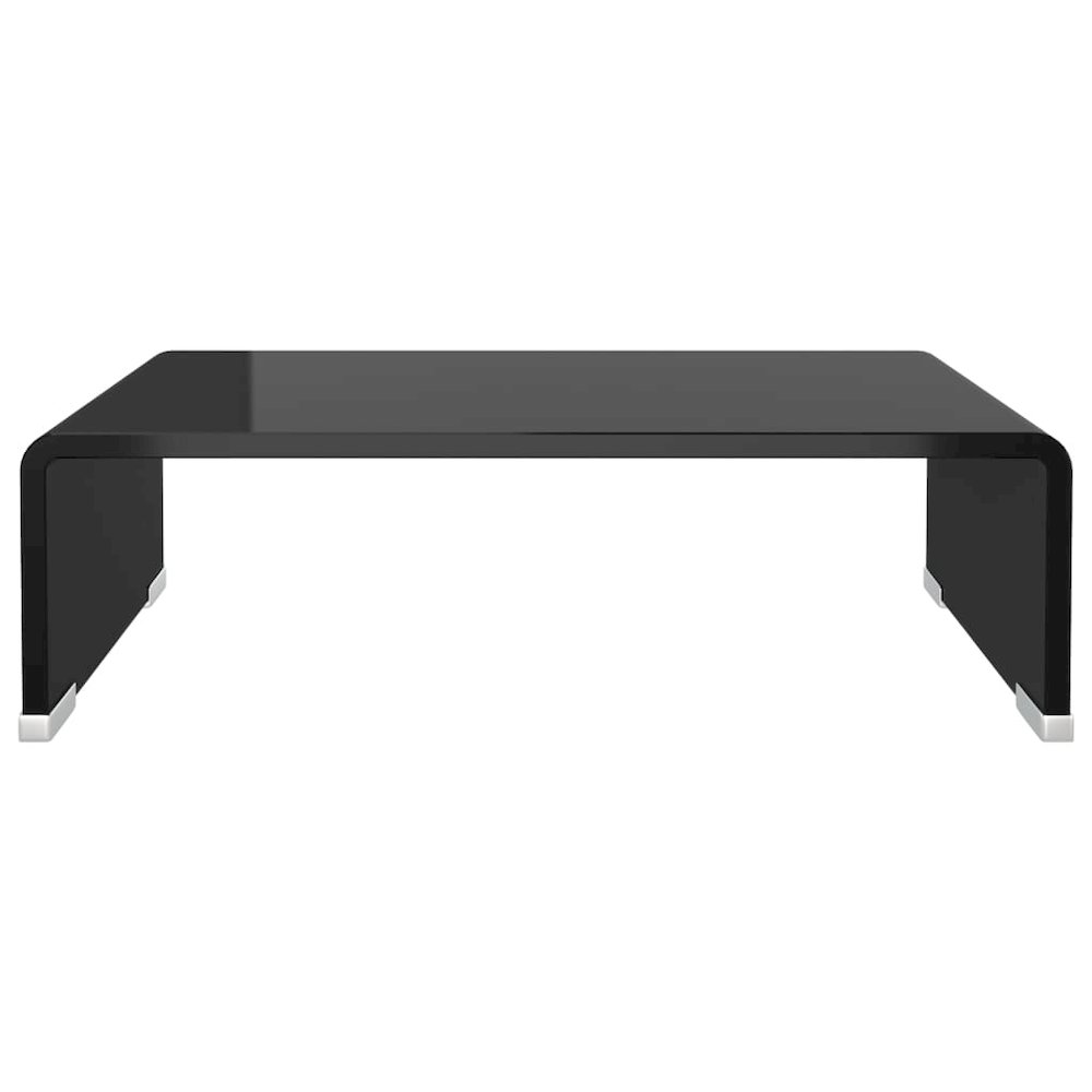 TV Stand Black Tempered glass, plastic Medium Sleek TV Stand. Picture 3