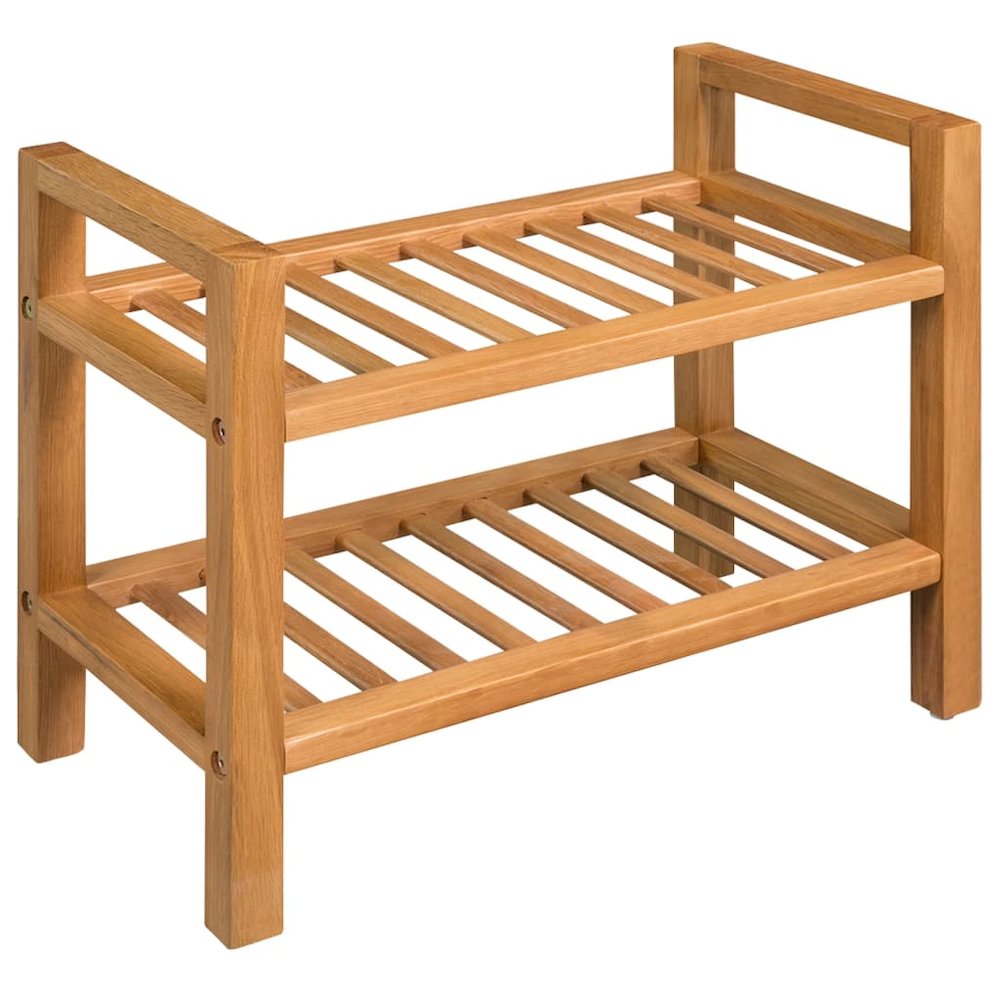 Shoe Rack Brown Solid Oak Wood Compact Simple Shoe Rack. Picture 1