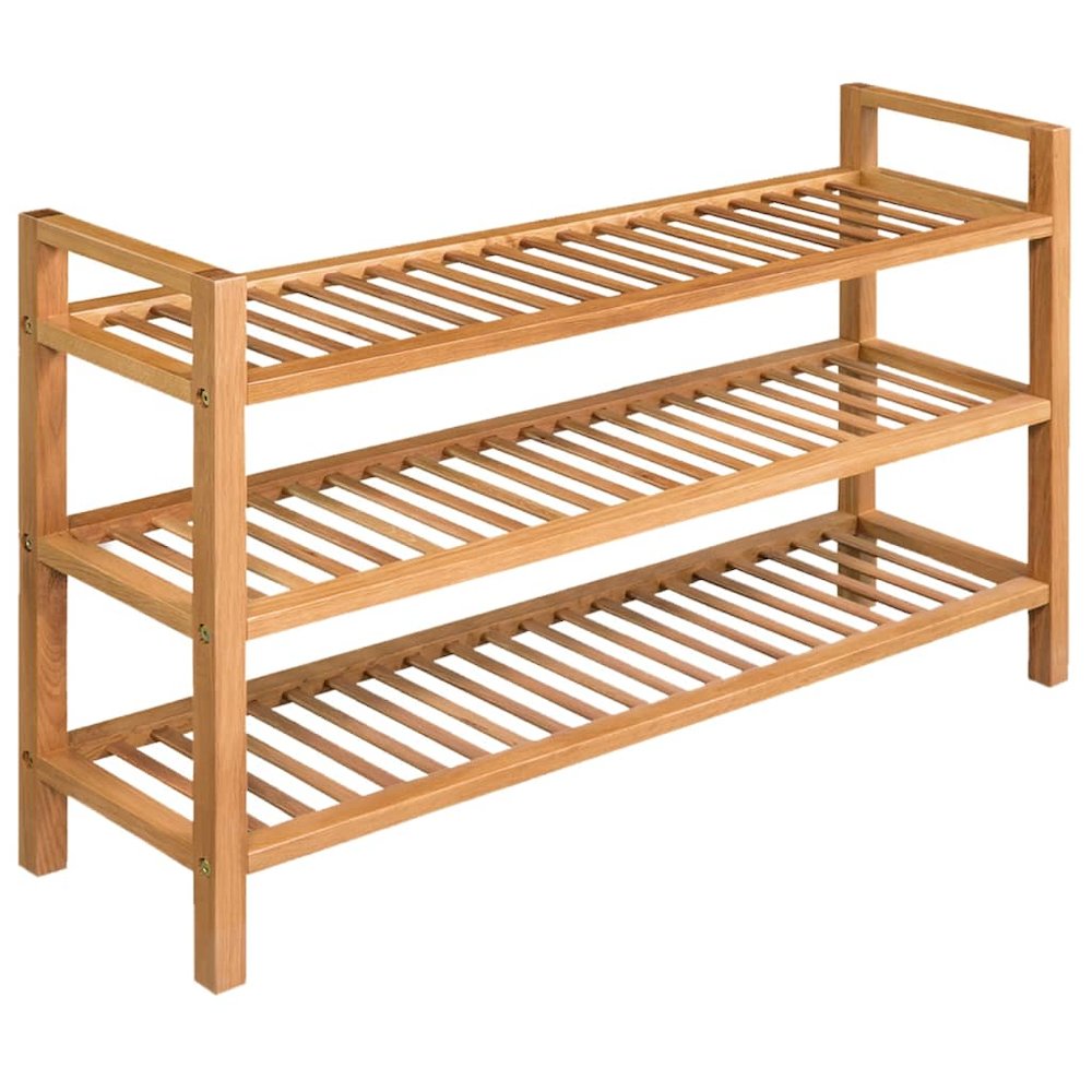 Shoe Rack Solid Oak Brown Solid Oak Wood Large Shoe Rack. Picture 1