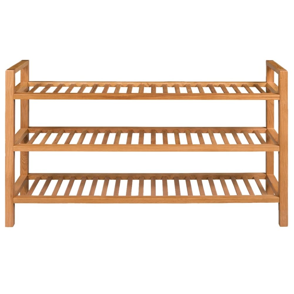 Shoe Rack Solid Oak Brown Solid Oak Wood Large Shoe Rack. Picture 2