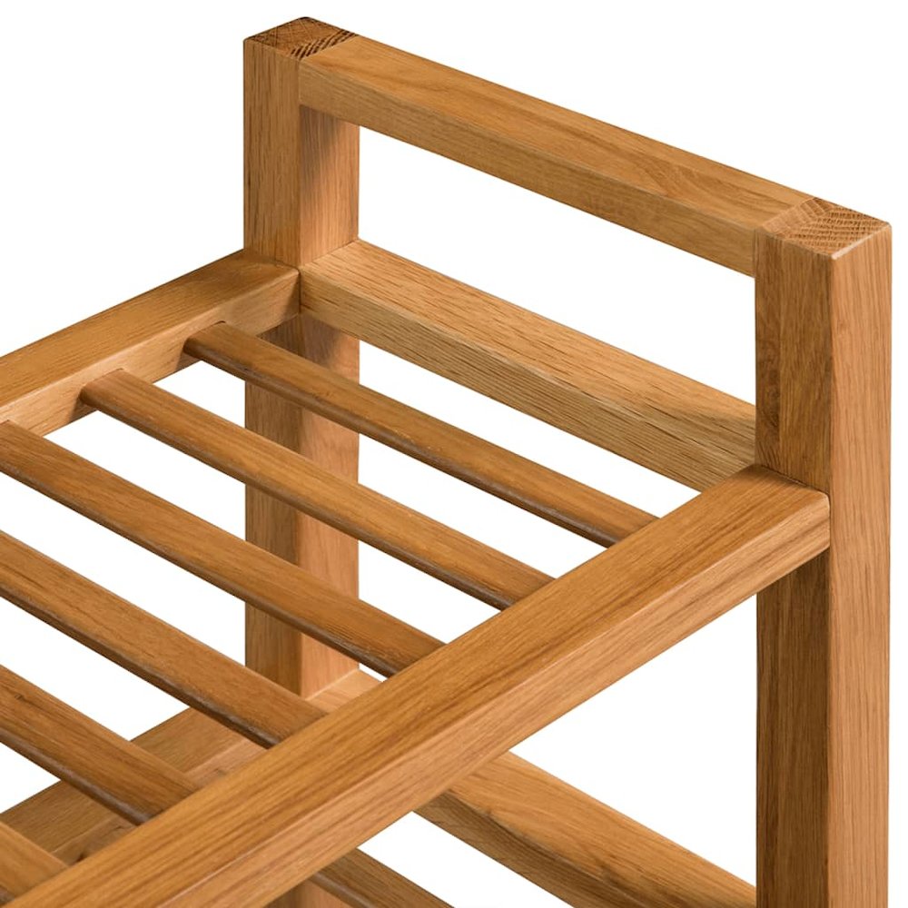 Shoe Rack Solid Oak Brown Solid Oak Wood Large Shoe Rack. Picture 4