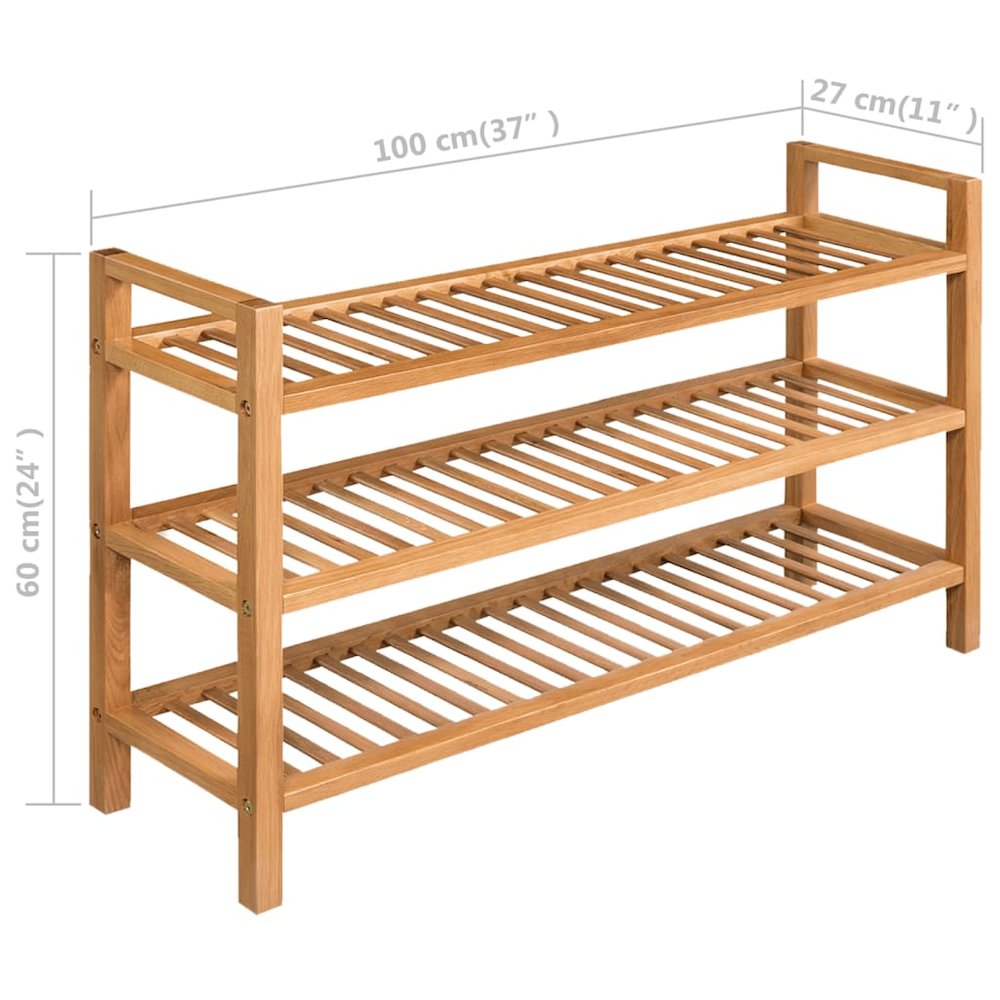 Shoe Rack Solid Oak Brown Solid Oak Wood Large Shoe Rack. Picture 5