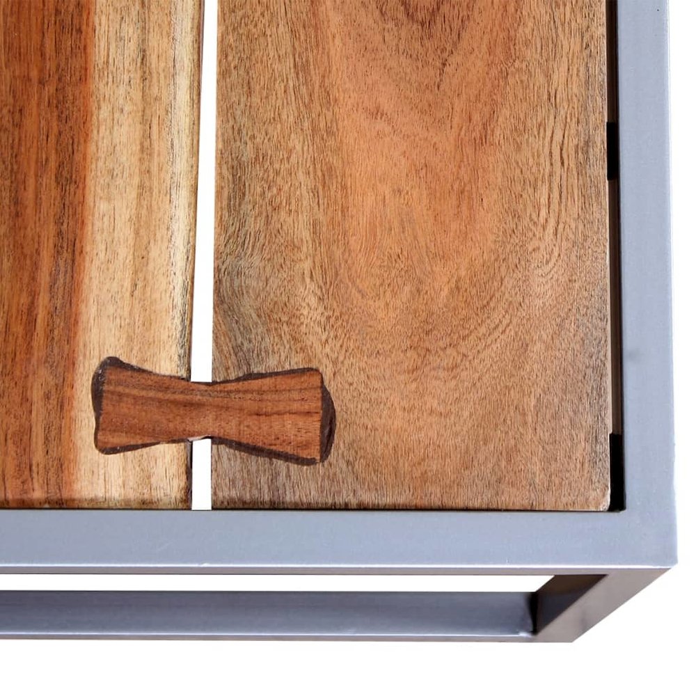 Coffee Table Set of 2 Brown Solid acacia wood, steel Medium. Picture 7