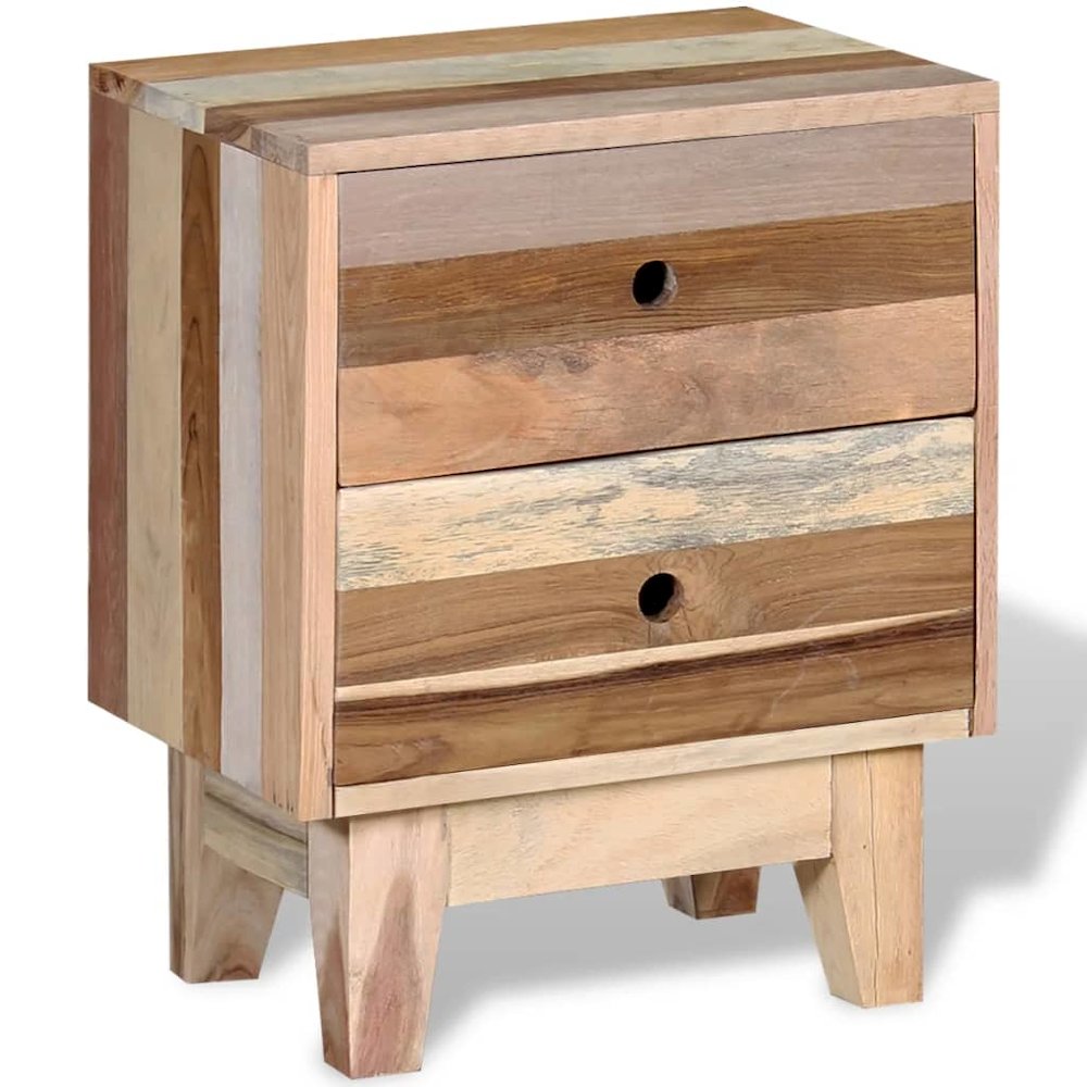 Bedside Cabinet Beige Solid reclaimed wood Small Storage. Picture 3
