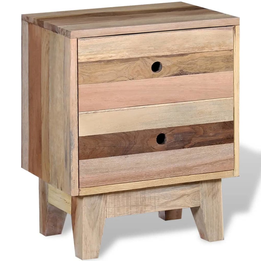 Bedside Cabinet Beige Solid reclaimed wood Small Storage. Picture 4