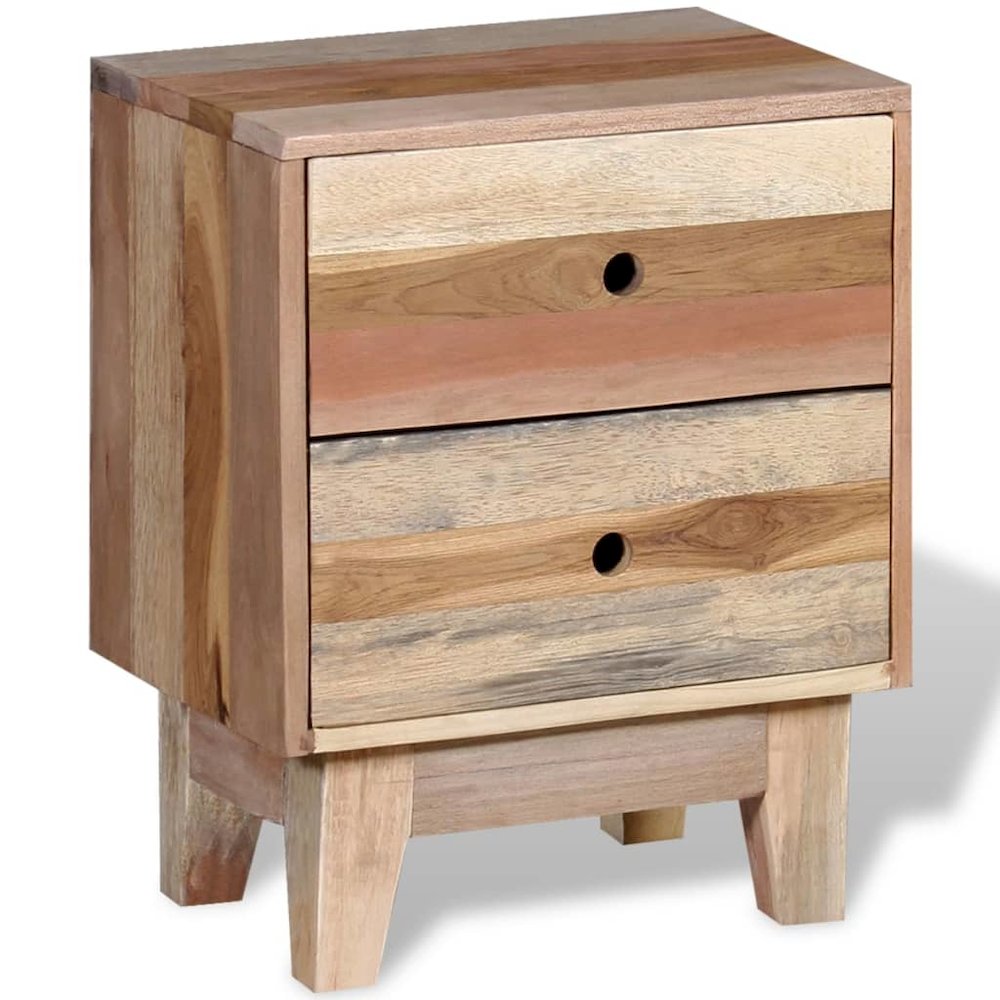 Bedside Cabinet Beige Solid reclaimed wood Small Storage. Picture 5