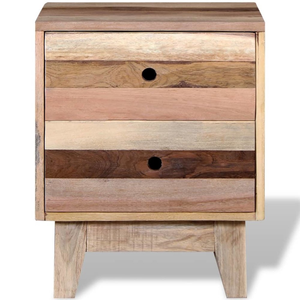 Bedside Cabinet Beige Solid reclaimed wood Small Storage. Picture 6