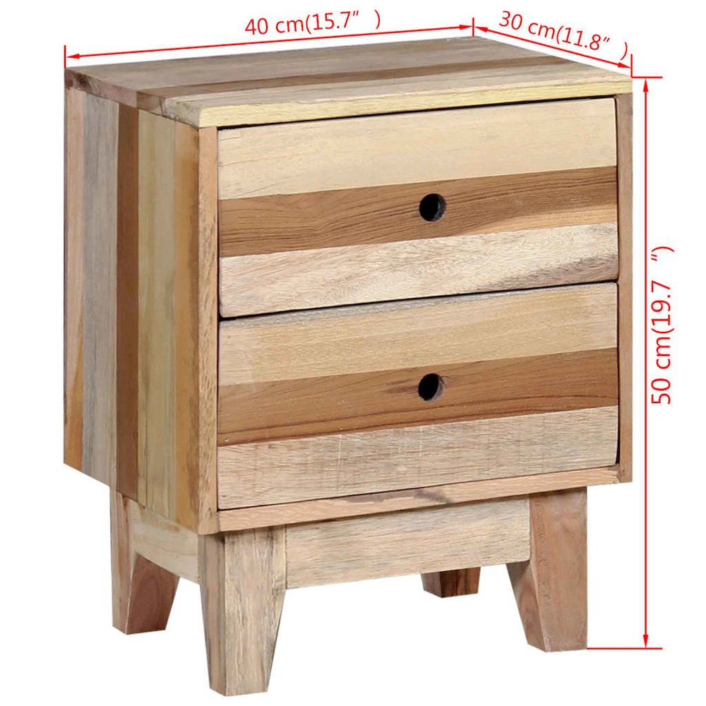 Bedside Cabinet Beige Solid reclaimed wood Small Storage. Picture 8