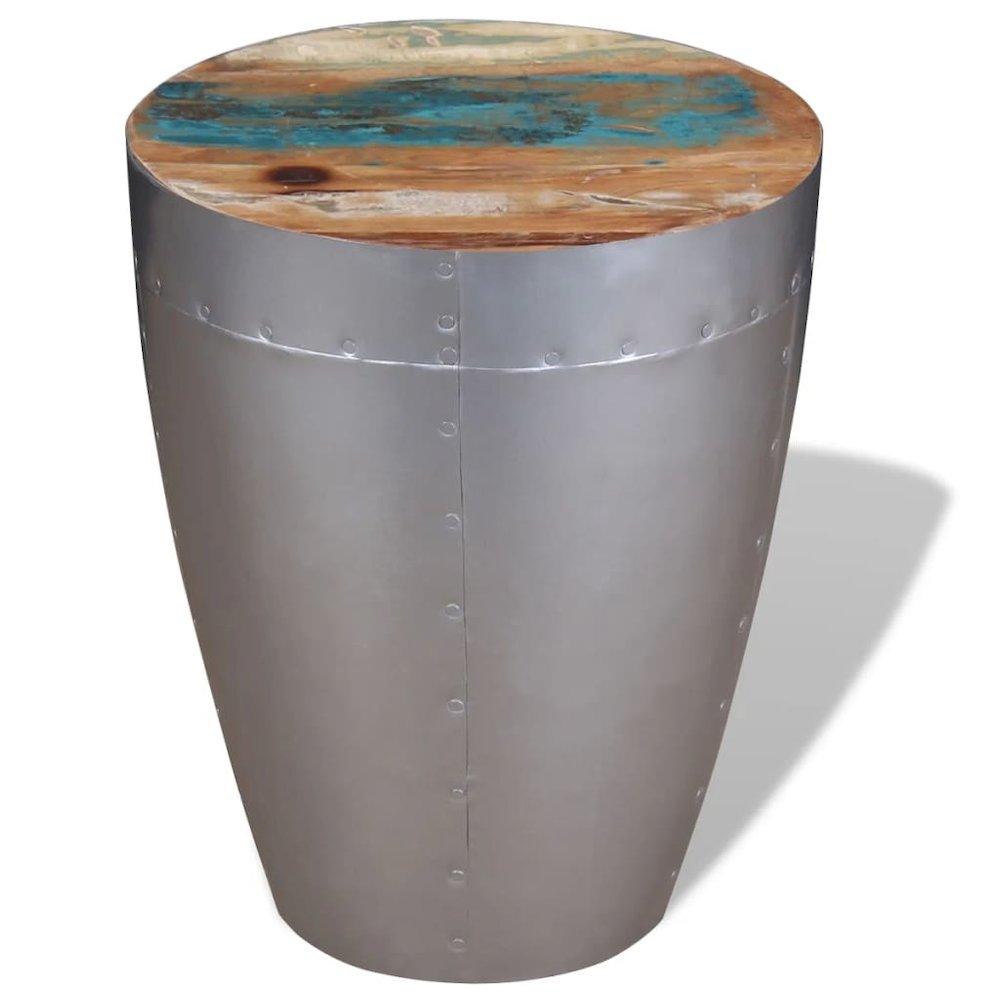Stool Brown, Silver Solid reclaimed wood, Aluminum Compact. Picture 4
