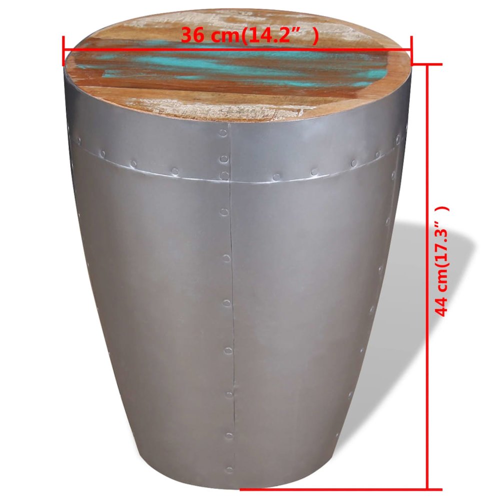 Stool Brown, Silver Solid reclaimed wood, Aluminum Compact. Picture 8