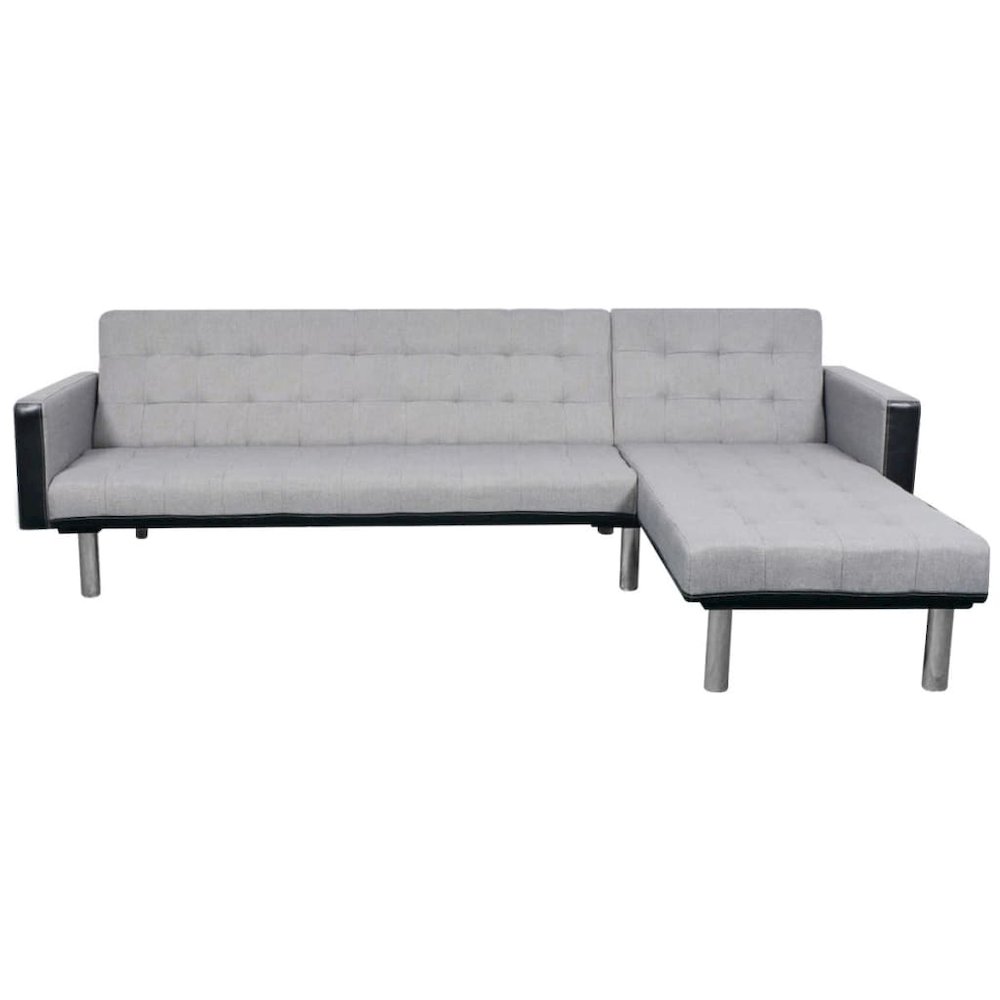 Sofa Black and grey Wooden frame, polyester fabric Large. Picture 2