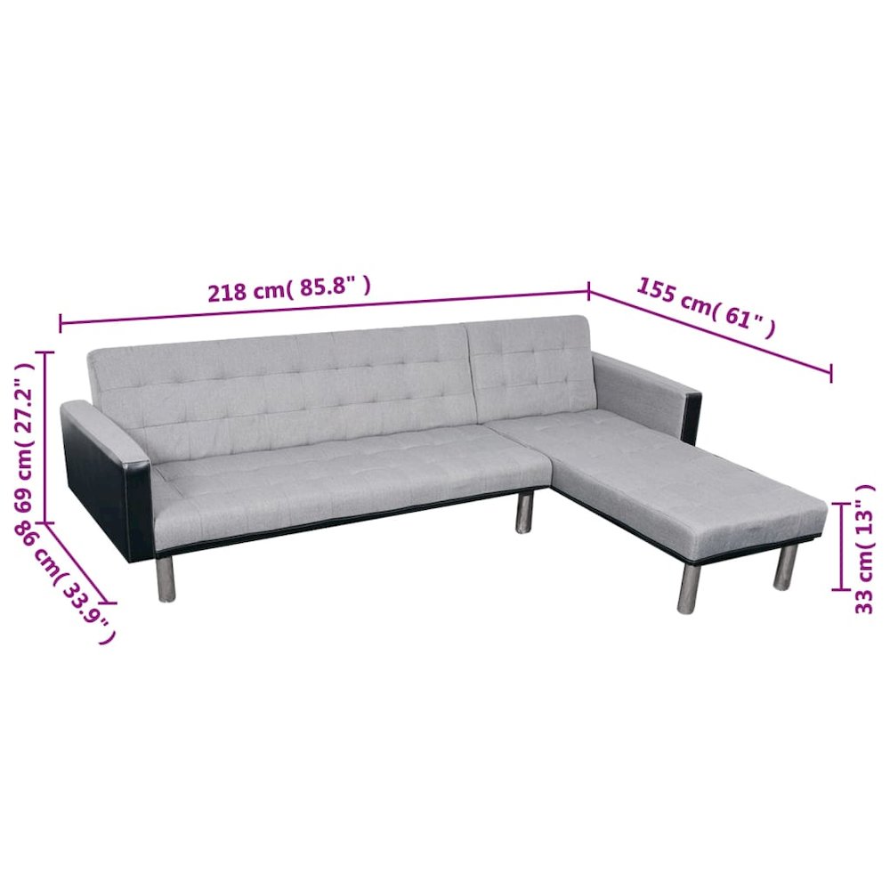 Sofa Black and grey Wooden frame, polyester fabric Large. Picture 8
