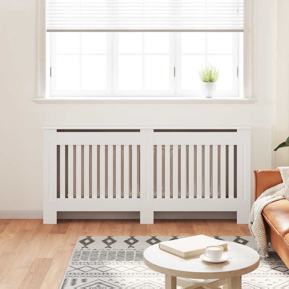 Radiator Cover White MDF 67.7". Picture 3