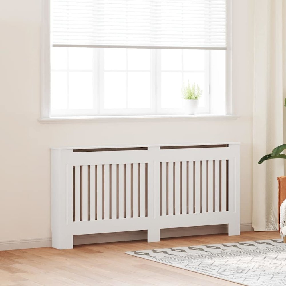 Radiator Cover White MDF 67.7". Picture 2