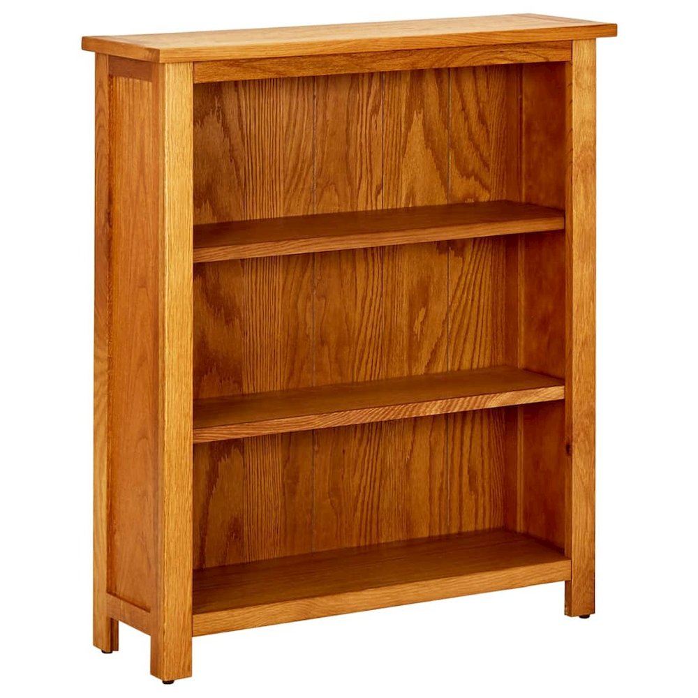 Bookcase Brown Solid Oak Wood 27.6 x 8.9 x 32.3 in Bookcase. Picture 1