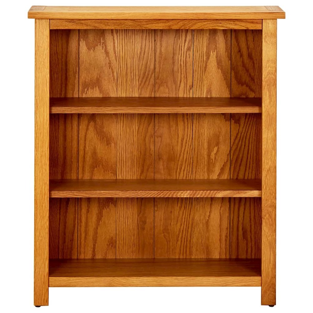 Bookcase Brown Solid Oak Wood 27.6 x 8.9 x 32.3 in Bookcase. Picture 2