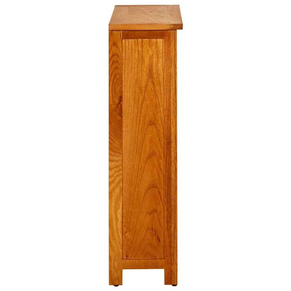 Bookcase Brown Solid Oak Wood 27.6 x 8.9 x 32.3 in Bookcase. Picture 3