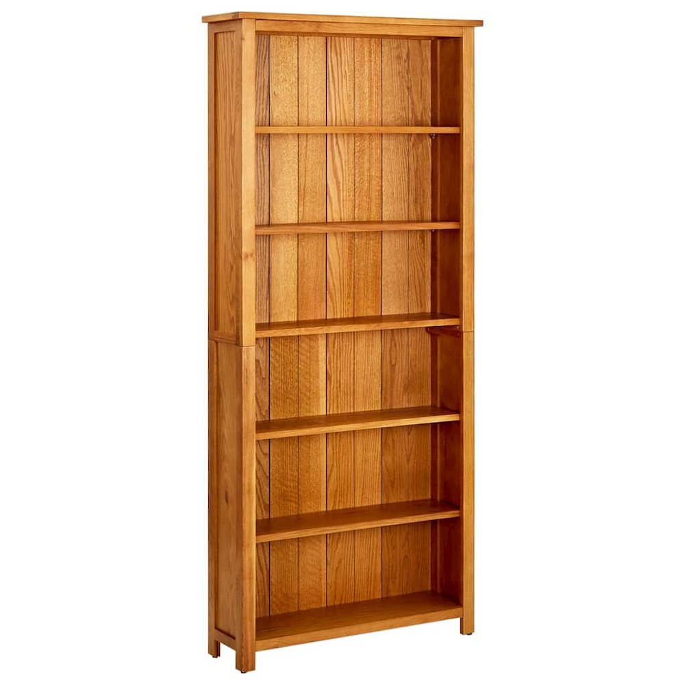 Bookcase Brown Solid Oak Wood 31.5x8.9x70.9 in Bookcase. Picture 1
