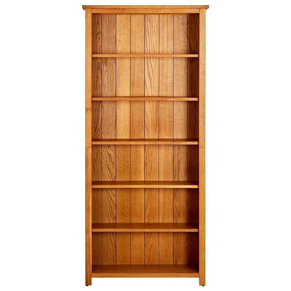 Bookcase Brown Solid Oak Wood 31.5x8.9x70.9 in Bookcase. Picture 2