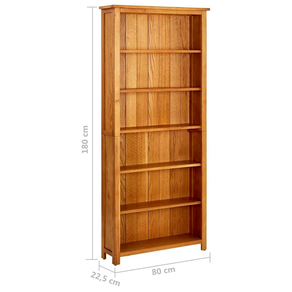 Bookcase Brown Solid Oak Wood 31.5x8.9x70.9 in Bookcase. Picture 6