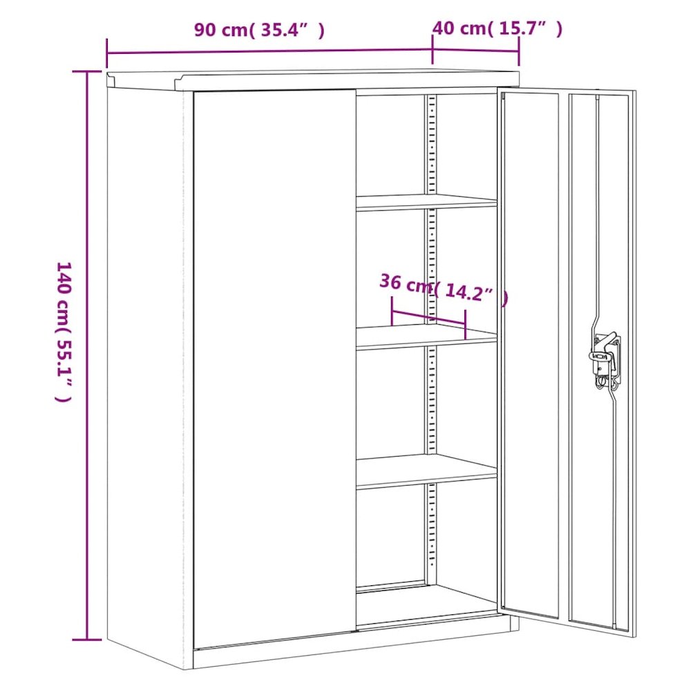 Filing Cabinet Grey Steel Large Height-Adjustable Shelves. Picture 10