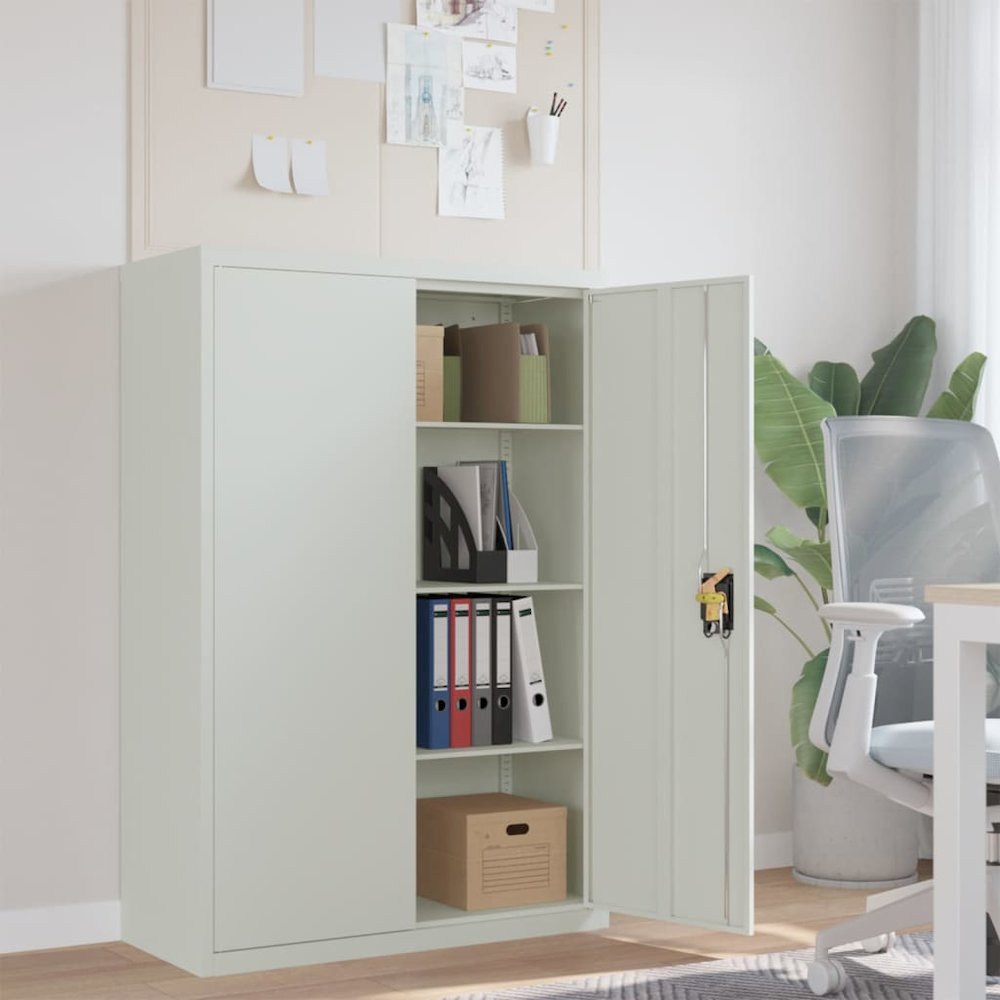Filing Cabinet Grey Steel Large Height-Adjustable Shelves. Picture 1