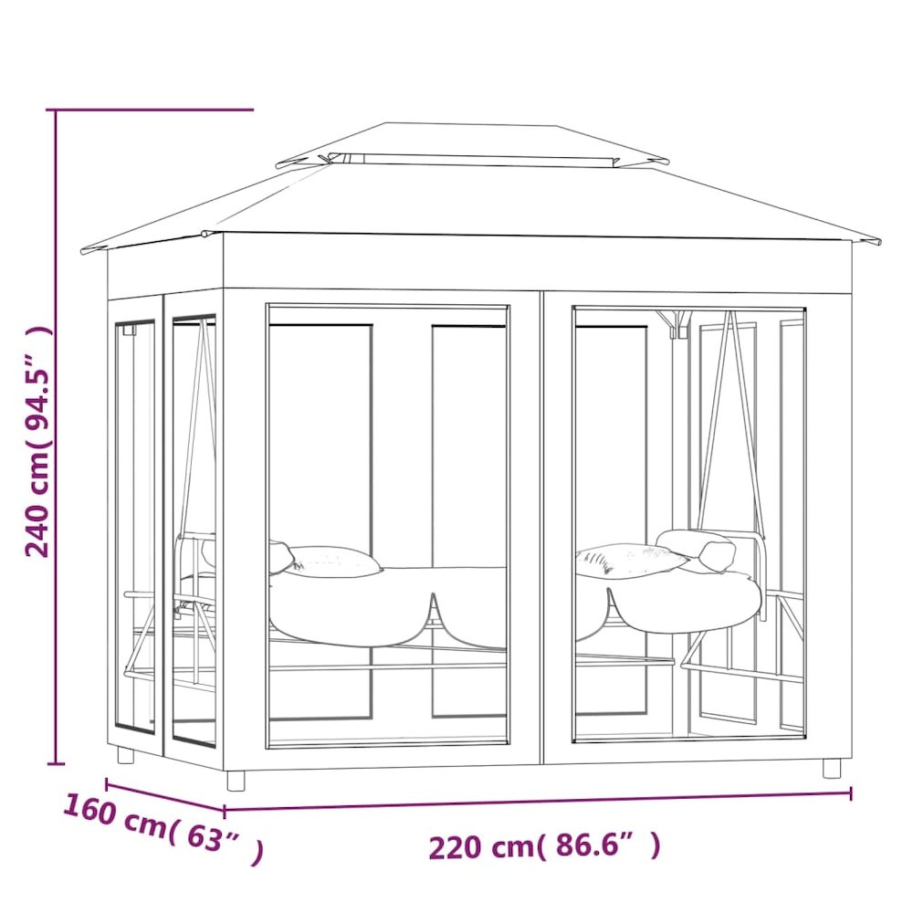 Garden Swing Chair Cream White Polyester and Powder-Coated Steel. Picture 6