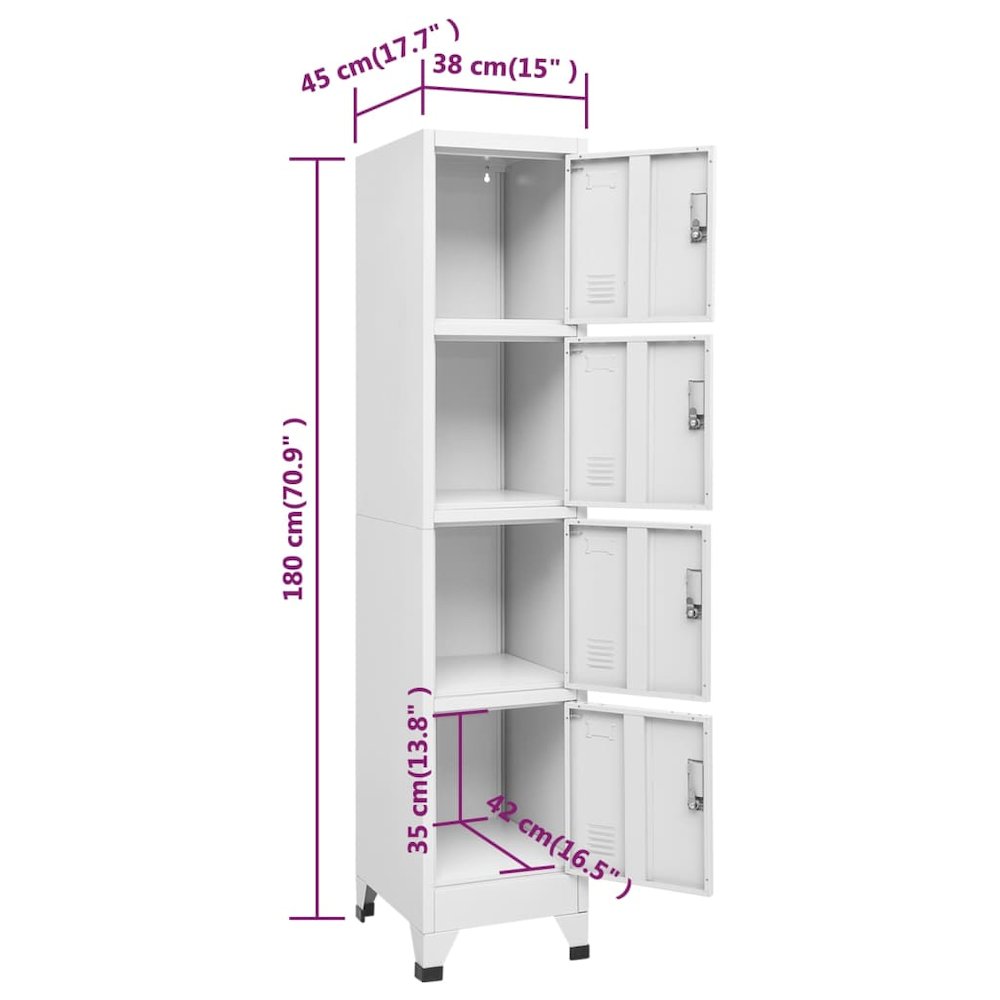 Locker Grey Steel Medium Cabinet Rectangular Industrial. Picture 8