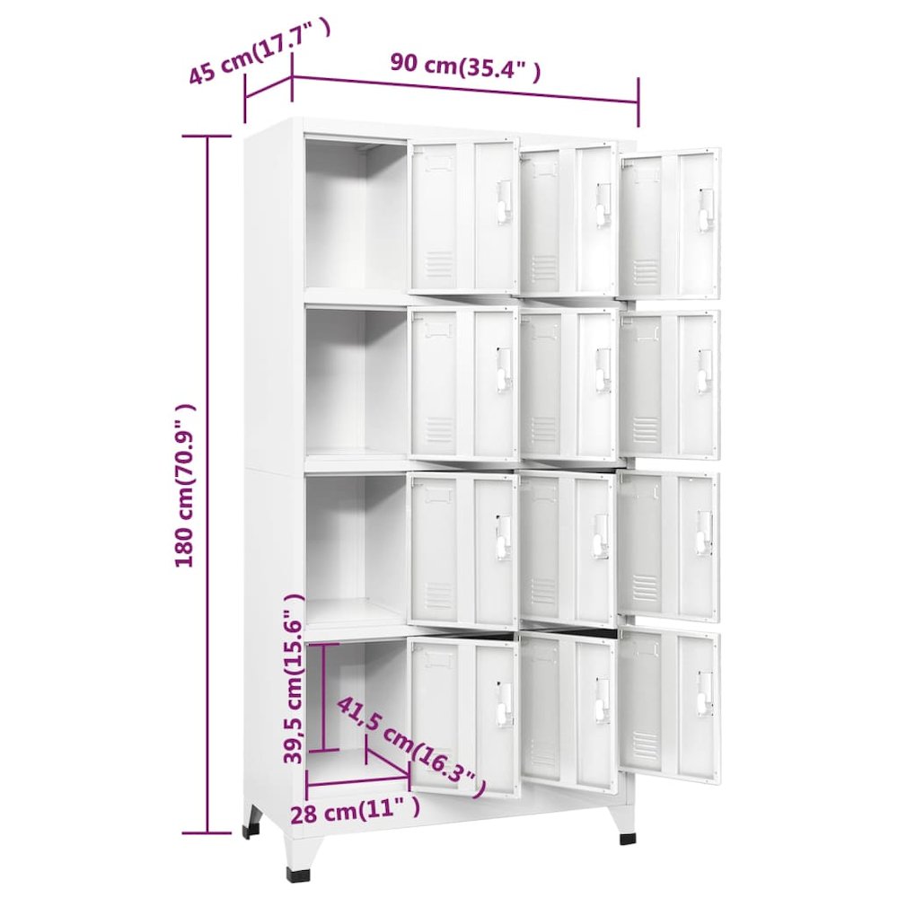 Locker Grey Steel Large Lockers Rectangular Industrial. Picture 8