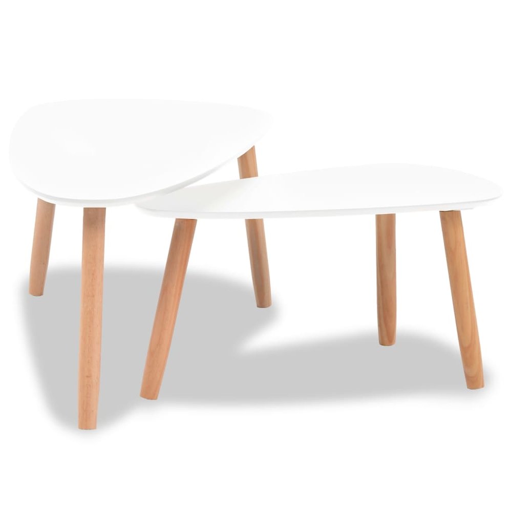 Coffee Table Set of 2 White Solid pinewood, MDF Medium Durable. Picture 3