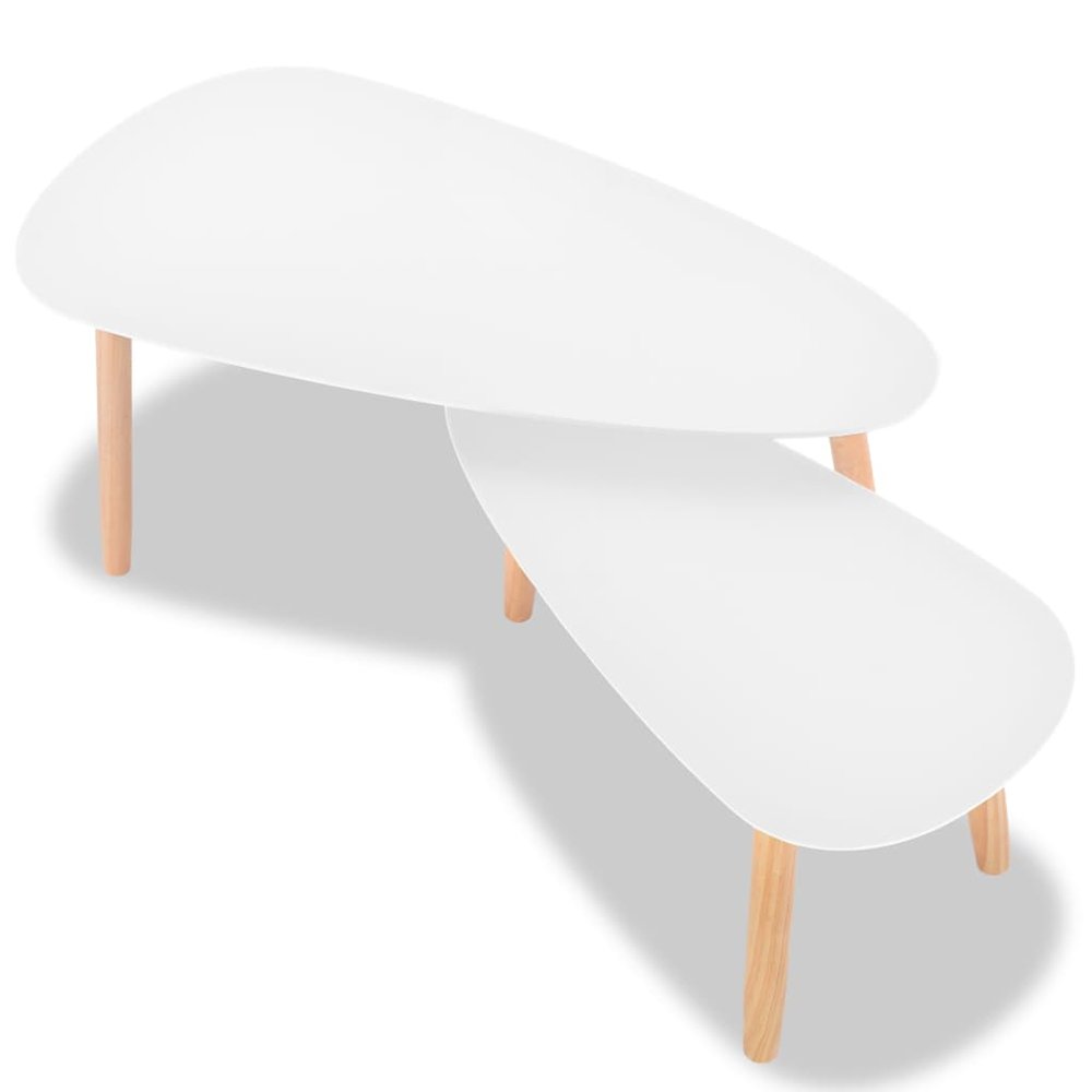 Coffee Table Set of 2 White Solid pinewood, MDF Medium Durable. Picture 5
