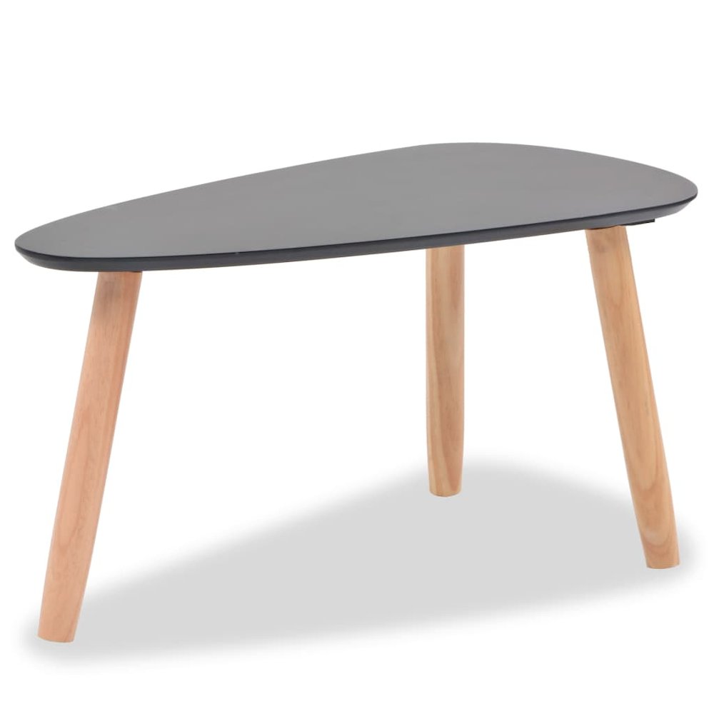 Coffee Table Set of 2 Black Solid pine wood legs, MDF tabletop. Picture 7