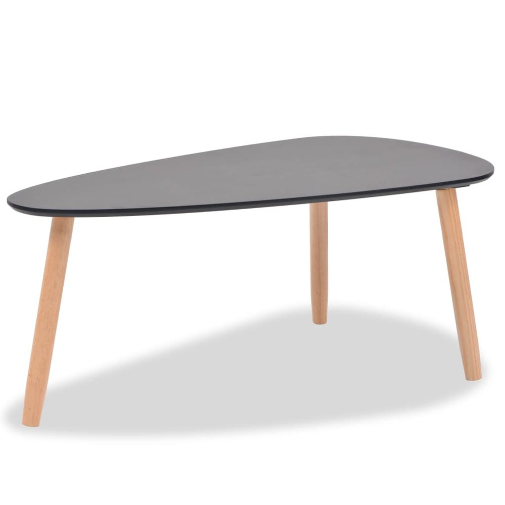 Coffee Table Set of 2 Black Solid pine wood legs, MDF tabletop. Picture 8