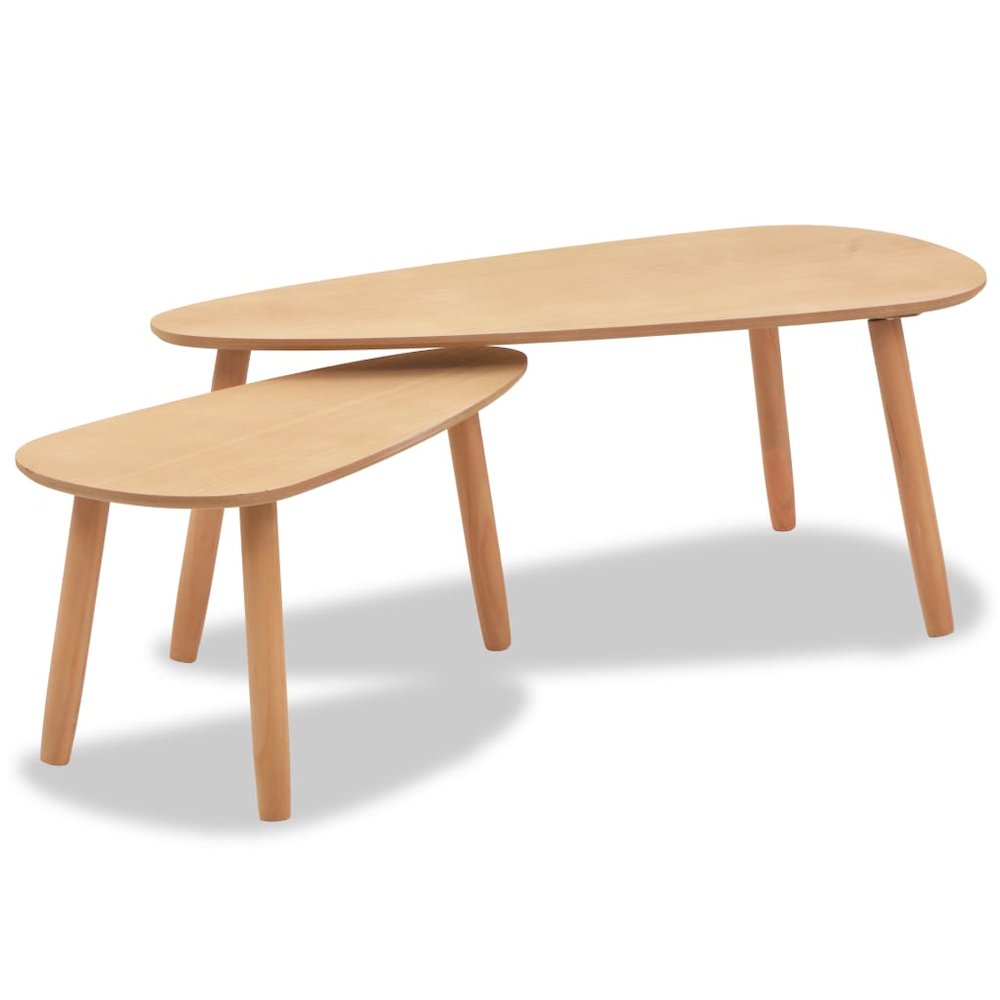 Coffee Table Set of 2 Brown Solid pine wood, MDF Two-piece set. Picture 2