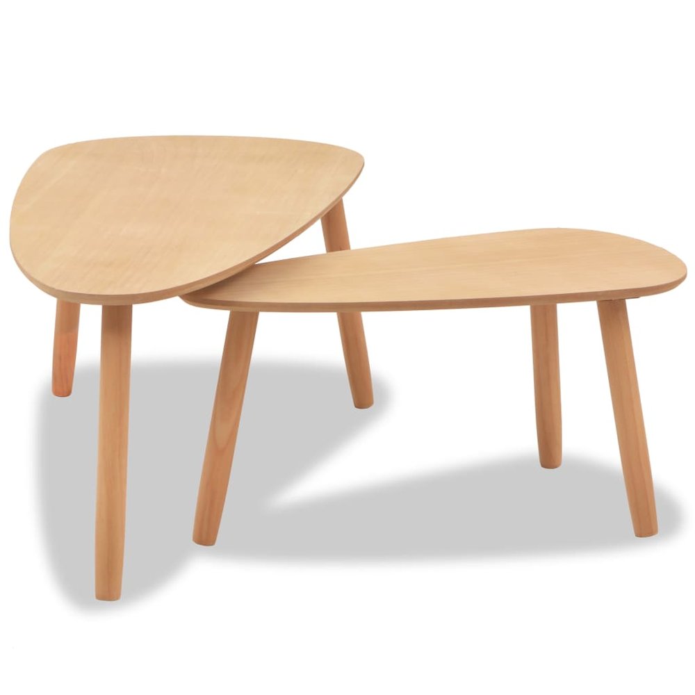 Coffee Table Set of 2 Brown Solid pine wood, MDF Two-piece set. Picture 3