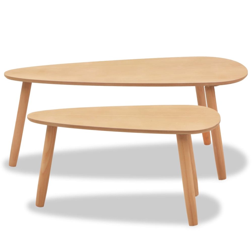 Coffee Table Set of 2 Brown Solid pine wood, MDF Two-piece set. Picture 4