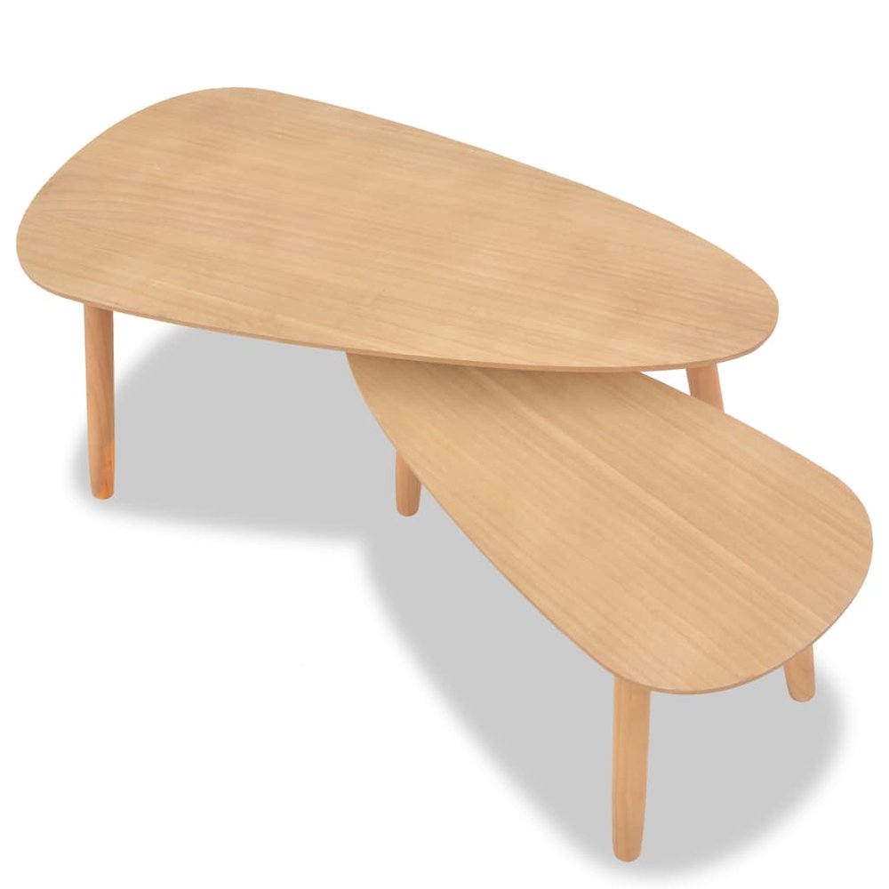 Coffee Table Set of 2 Brown Solid pine wood, MDF Two-piece set. Picture 5